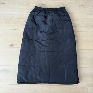 Quilted Small Black Ultra Light Warm Zip Winter Skirt With Pockets Cabin Goth Sm